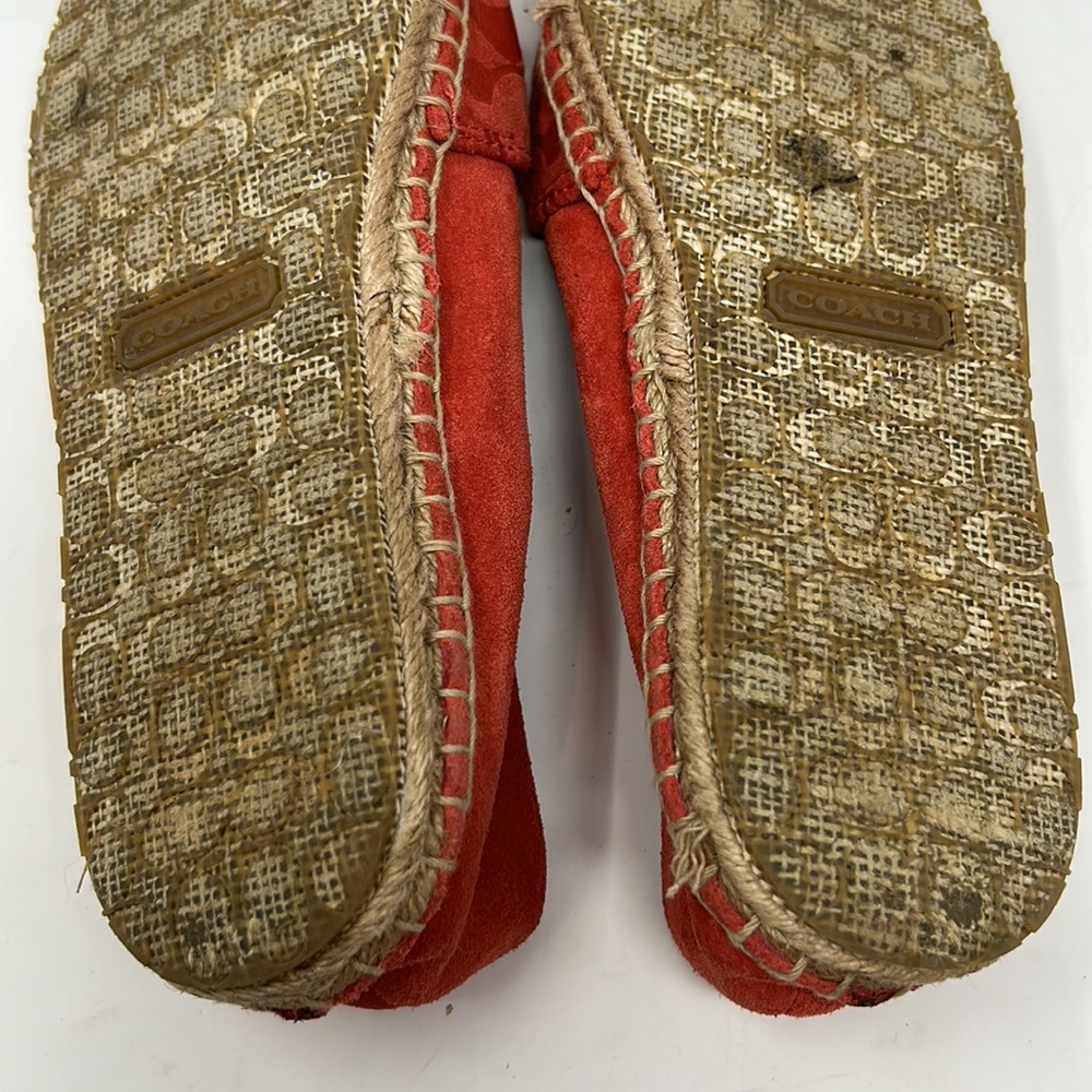 Coach June Coral Signature Logo Embossed Suede Leather Espadrille Flats Size 7.5 - Picture 13 of 14